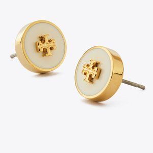 Tory Burch Kira Enamel Logo Stud Earrings